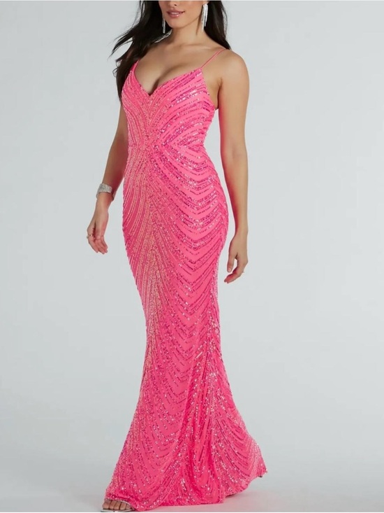 Windsor Dresses & Skirts - Sparkling Hot Pink Sequin Evening Gown - Elegant Spaghetti Strap Dress